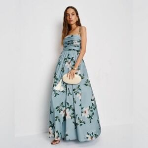 Reformation Kastoria Maxi Dress in Louisiana Floral Blue Green Size 12